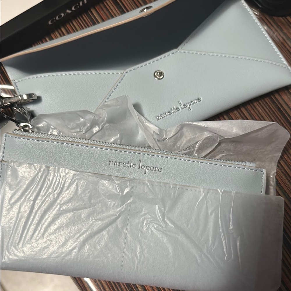 Nanette Lepore Blue Clutch Sleek Design